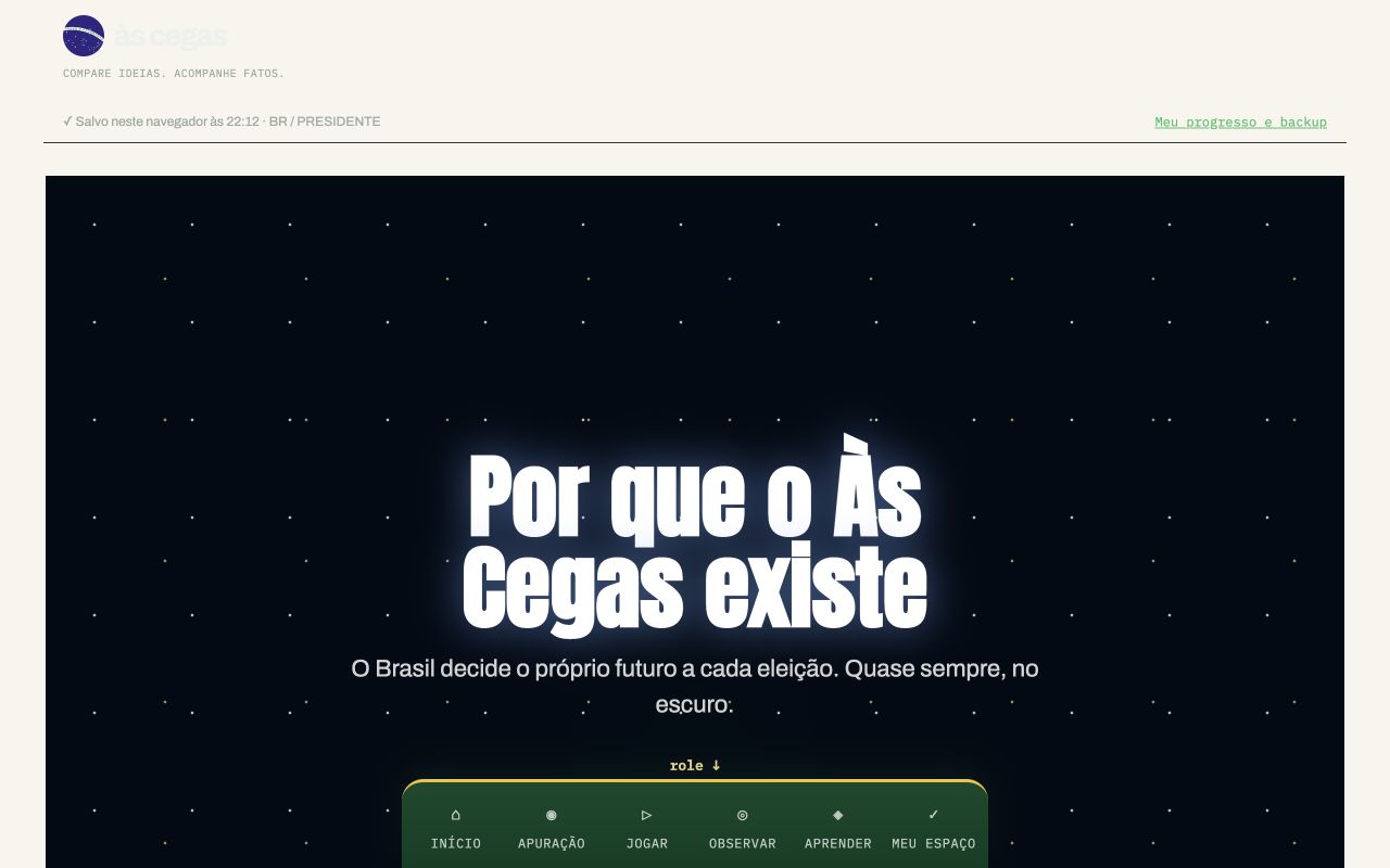 Página pública de Às Cegas